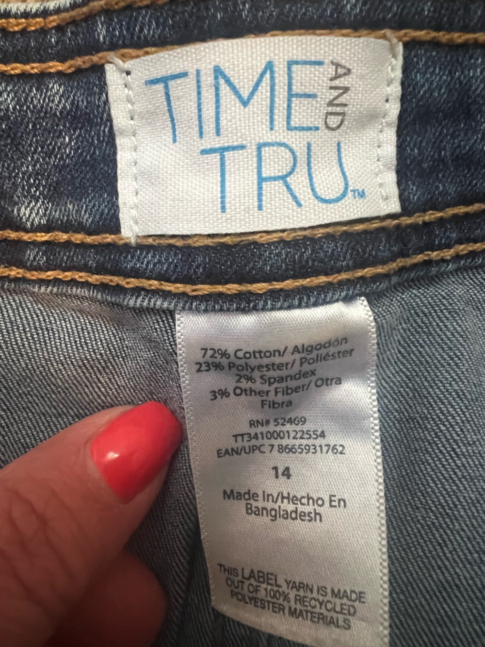 Time and Tru Cropped Acid-Wash Denim Jeans - Blue - Picture 5 of 6